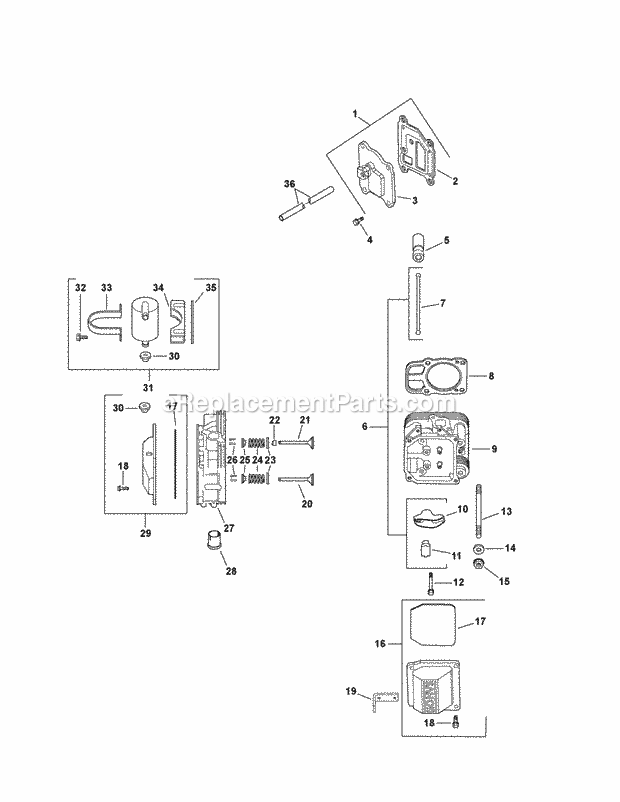 Kohler Cv740-3125 Head, Valve & Breather Diagram and Parts List for M54-KH (53BH8CT4050) (2011 & After) Cub Cadet Sprayer